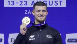 Zagreb, 19.08.2026 - Europsko prvenstvo za gimnastičare - vi&scaron;eboj pojedinačno i kvalifikacije po spravama. Illia Kovtun osvojio je zlatnu medalju u vi&scaron;eboju za Hrvatsku. Na fotografiji Illia Kovtun. foto HINA/ Admir BULJUBA&Scaron;IĆ/ abu