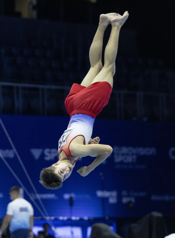 Zagreb, 20.8.2026 - Europsko juniorsko prvenstvo za gimnastičare - momčadski vi&scaron;eboj i kvalifikacije po spravama. Na slici Gabriel Solar.Foto Hina/ Dario GRZELJ/ dag