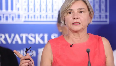 Zagreb,20.08.2026 -- Zastupnici stranke Možemo održali su konferenciju za medije.Na slici Sandra Benčić..Foto HINA/Tomislav Pavlek/tp