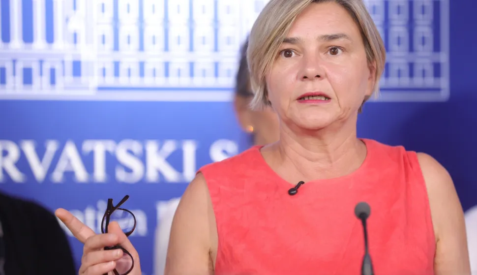 Zagreb,20.08.2026 -- Zastupnici stranke Možemo održali su konferenciju za medije.Na slici Sandra Benčić..Foto HINA/Tomislav Pavlek/tp