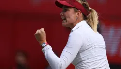 Croatia's Donna Vekic reacts against Britain's Katie Boulter during their women's singles semi-final tennis match at the HSBC WTA Championships at Queen's Club in west London on June 13, 2026. (Photo by Adrian Dennis/AFP)
