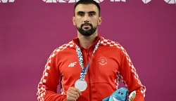 Taranto, 2.9.2026.- Karatist An?elo Kvesi? osigurao je 38. medalju za Hrvatsku na Mediteranskim igrama u Tarantu osvojiv?i srebro u kategoriji preko 84 kilograma. foto HINA/ HOO/ SLOBODAN KADI?/ ua