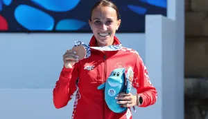 Taranto, 3.9.2026.- Hrvatska trka?ica Matea Parlov Ko?tro osvojila je bron?anu medalju u polumaratonu na Mediteranskim igrama u Tarantu. foto HINA/ HOO/ SLOBODAN KADI?/ ua