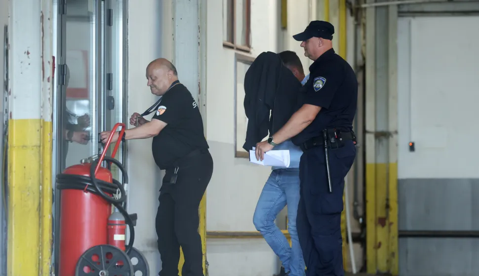 01.06.2026., Zagreb - Privodjenje Lazara Darojkovica, clana Izvrsnog odbora NK Dugo Selo, u prostorije USKOK-a. Lazar Darojkovic se sumnjici da je pokusao podmititi nogometnog suca. Photo: Sanjin Strukic/PIXSELL