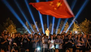 People gather to pay tribute to late Communist leader Mao Zedong at the Bronze Statue Square in Shaoshan, China's central Hunan province on September 8, 2026, a day before the 50th anniversary of his death. (Photo by Hector RETAMAL/AFP)