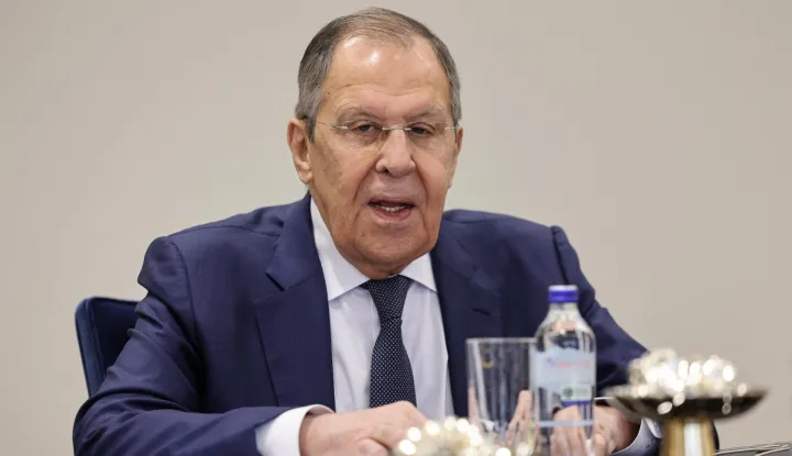 Handout pictures shows Russian Foreign Minister Sergey Lavrov holds a delegation meeting with Turkish Foreign Minister Hakan Fidan (not seen) in Ankara, Turkey on February 24, 2025. Photo by Turkish Foreign Minister press office via DIA Images/ABACAPRESS.COM Photo: DIA Images/ABACA/ABACA