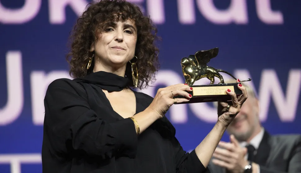 VENICE, ITALY - SEPTEMBER 12: May el-Toukhy receives the Golden Lion for Best Film Award for Woman Unknown" during the 2026 Closing Ceremony for the 83rd Venice International Film Festival at Sala Grande on September 12, 2026 in Venice, Italy. Photo by Marco Piovanotto/Abacapress.com Photo: Piovanotto Marco/ABACA/ABACA