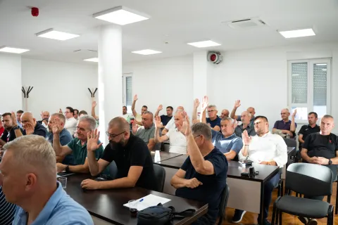 Osijek, 8. 9. 2026., Izbor novog predsjednika Nogometnog saveza OBŽ, Kuća nogometapredsjednik; nogometni savez; OBŽ; skup&scaron;tina; glasanje; nogomet; sport