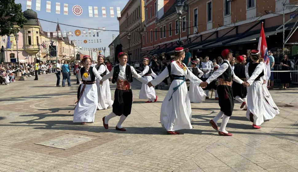 Vi&scaron;e od 2000 djece iz 50-ak kulturno-umjetničkih dru&scaron;tava koja njeguju hrvatski izvorni folklor pro&scaron;lo je u nedjelju, u okviru Dječjih Vinkovačkih jeseni, u svečanom mimohodu vinkovačkim ulicama prikazav&scaron;i plesove, pjesme i tradicijske običaje krajeva iz kojih dolaze.