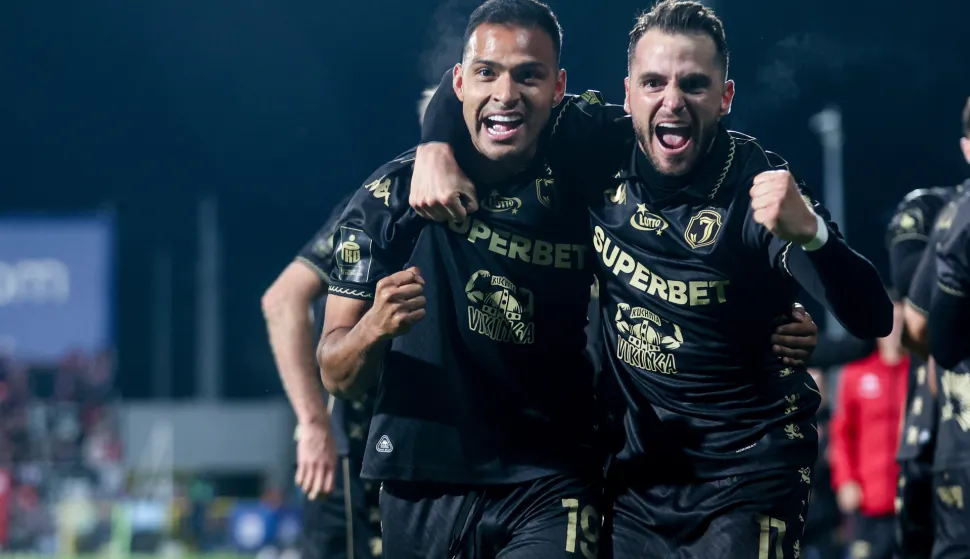 13.05.2026, CzestochowaMecz PKO Ekstraklasa sezon 2025/26 Rakow Czestochowa - Jagiellonia Bialystok - Football Match Polish Top League Rakow Czestochowa - Jagiellonia BialystokNz. Alex Cantero Jesus Imaz radosc Jagiellonia(Photo by Michal Chwieduk/Arena Akcji/Sipa USA) Photo: Arena Akcji/SIPA USA