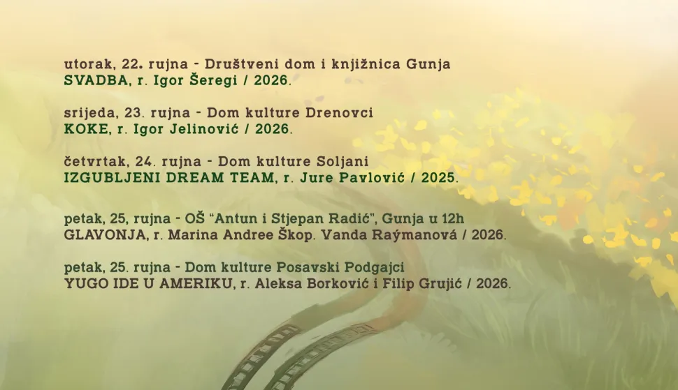 Novo kino osmjeg, Cvelferija, filmski program, projekcije, rujan 2026