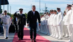 Split, 18.09.2026. - Predsjednik RH Zoran Milanović sudjelovao na svečanom obilježavanju 35. obljetnice utemeljenja Hrvatske ratne mornarice. Na fotografiji predsjednik RH Zoran Milanović.foto HINA/ Miroslav Lelas/ lm
