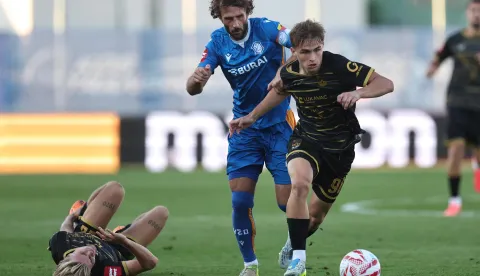 19.09.2026., Varazdin - SuperSport HNL 2026./2027., 08. kolo, NK Varazdin - NK Osijek. Jay Kruiver, Mario Marina i Izak Jezic Photo: Slavko Midzor/PIXSELL