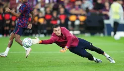 Dominik Livakovic of FC Barcelona during the UEFA Champions League match between FC Barcelona and Feyenoord played at Spotify Camp Nou Stadium on 9 Sept 2026 in Barcelona, Spain. (Photo by Bagu Blanco/PRESSINPHOTO) Photo: pressinphoto/SIPA USA