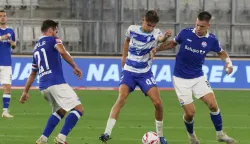 Osijek 30. 08. 2026, Opus Arena, nogomet, Osijek - Slaven Belupo, SuperSport HNL 2026/2027. Jona Ježić.(48) Slavlje.snimio GOJKO MITIĆ
