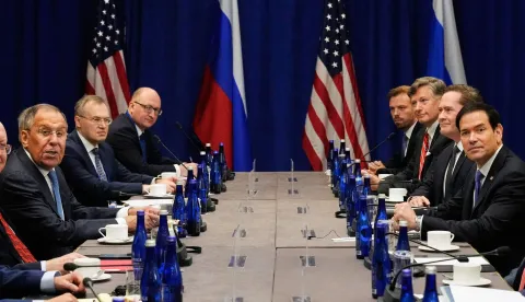 US Secretary of State Marco Rubio (R) meets with Russian Foreign Minister Sergey Lavrov (L) on the sidelines of the 81st United Nations General Assembly in New York, on September 23, 2026. (Photo by Yuki Iwamura/POOL/AFP)