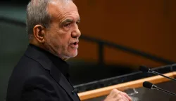NEW YORK, NEW YORK - SEPTEMBER 23: President?of?Iran?Masoud Pezeshkian addresses the 81st session of the United Nations (U.N.) General Assembly at U.N. Headquarters on September 23, 2026 in New York City. World leaders have gathered in New York for the annual session of the United Nations General Assembly, with this year's global issues ranging from the threat of artificial intelligence to the continued wars in Ukraine and Gaza. Alexi J. Rosenfeld/Getty Images/AFP (Photo by Alexi J. Rosenfeld/GETTY IMAGES NORTH AMERICA/Getty Images via AFP)