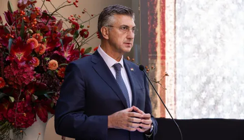 Zagreb, 16.09.2026.- Ususret novoj akademskoj godini i 250. obljetnici osnutka, Pravni fakultet Sveučili&scaron;ta u Zagrebu svečano je otvorio dvije obnovljene zgrade, u Ćirilometodskoj i Nazorovoj ulici.Na fotografiji Andrej Plenković.foto HINA/ Luka &Scaron;ANGULIN/ l&scaron;