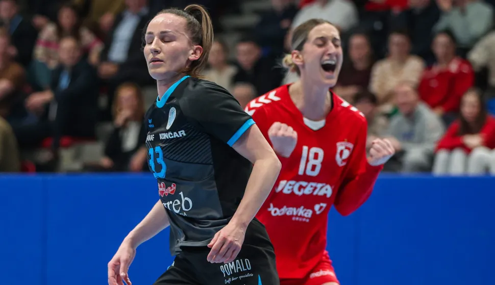 31.01.2026., SD Tresnjevka - Kutija sibica, Zagreb - Prva Hrvatska rukometna liga, 13. kolo, RK Lokomotiva - RK Podravka. Andrea Sedolska, Sara Senvald. Photo: Goran Stanzl/PIXSELL