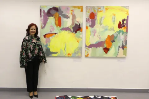 Osijek, 30. 09. 2026, Umjetnos i dobrobit, grupna izložba, Galerija Istarskog narodnog kazali&scaron;ta Pula, Galerija Knifer Osijek, otvorenje. Jasminka Bukvić.snimio GOJKO MITIĆ