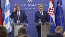 Zagreb, 02.10.2026. - Predsjednik Vlade Andrej Plenković i predsjednik Vlade Savezne pokrajine Bavarske Markus S&ouml;der dali su izjave za medije nakon sastanka u Banskim dvorima.Na fotografiji Markus S&ouml;der, Andrej Plenković.foto HINA/ Edvard &Scaron;U&Scaron;AK /es