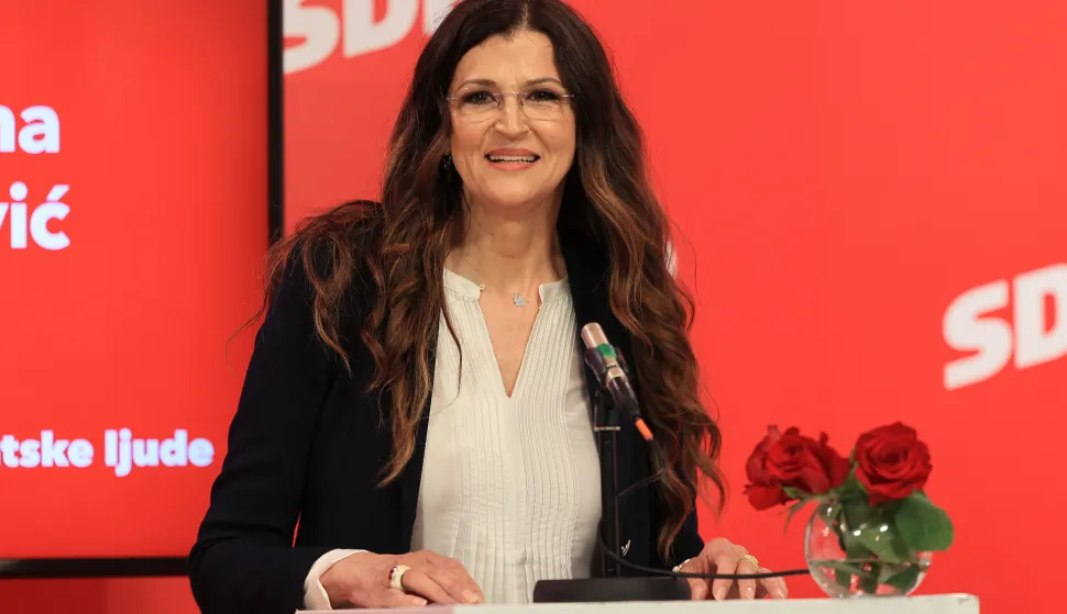 10.05.2024., SDP, Zagreb - Predstavljanje liste za Europski parlament. Listu je predstavila Biljana Borzan, potpredsjednica SDP-a i prva na listi. Predsjednik SDP-a Pedja Grbin uvodno se obratio okupljenima. Photo: Marko Prpic/PIXSELL