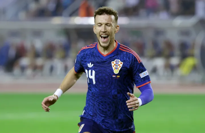 06.10.2026., stadion Poljud, Split - UEFA Liga nacija, Liga A, skupina 3, 4. kolo, Hrvatska - Spanjolska. Slavlje nogometa&scaron;a Hrvatske nakon pogotka Ivana Perisica za vodstvo 1:0. Ivan Perisic Photo: Ivo Cagalj/PIXSELL