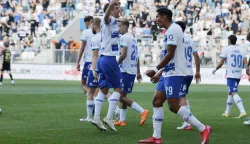 12.09.2026., stadion Opus Arena, Osijek - SuperSport HNL 2026./2027., 07. kolo, NK Osijek - GNK Dinamo. Nogometasi Osijeka slave pogodak Armanda Leona za vodstvo 1:0. Armando Leon Photo: Davor Javorovic/PIXSELL