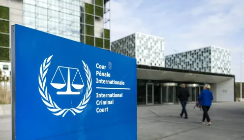 This photograph shows a view of the International Criminal Court (ICC) in The Hague, on September 23, 2026. The International Criminal Court convicted on September 23 former Central African Republic rebel commander Mahamat Said Abdel Kani, 56, on four counts of crimes against humanity including torture and unlawful imprisonment. The ICC found that Mahamat Said Abdel Kani, oversaw beatings and maltreatment as head of a feared prison unit as the CAR spiralled into civil war in 2013. (Photo by Remko de Waal/ANP/AFP)/Netherlands OUT