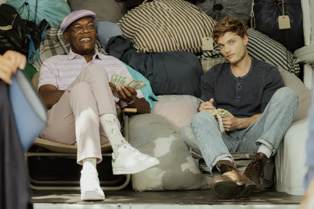 L-R: Samuel L. Jackson as Russell Lee Washington Jr. and Asa Germann as Teddy in Frisco King, episode 2, season 1, streaming on Paramount+, 2026. Photo Credit: Emerson Miller/Paramount+