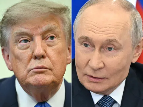 (FILES) (COMBO) This combination of pictures created on August 11, 2026 shows (L/R) US President Donald Trump in the Oval Office of the White House in Washington, DC, on August 10, 2026 and in this pool photograph distributed by the Russian state agency Sputnik, Russia's President Vladimir Putin in the Novosibirsk region on August 11, 2026. Seven US senators from both parties issued a statement on 11 October, 2026 questioning the legality of President Donald Trump's deal to allow Russian diesel exports despite a US ban in place since Moscow's invasion of Ukraine. Trump on October 9, 2026 announced an agreement with his Russian counterpart Vladimir Putin to release a massive quantity of diesel in exchange for temporarily easing US sanctions, a deal that drew swift backlash from Ukraine, the EU and several American lawmakers. (Photo by Jim WATSON and Kristina Solovyova/various sources/AFP)