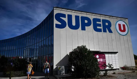 (FILES) This photograph shows a Super U supermarket in Beziers, Southern France, taken on September 24, 2026. Major French supermarket chains Intermarche and Cooperative U were hit by a cyberattack that caused their refrigerators to defrost, the two retailers told AFP on October 12, 2026. Some 150-200 Intermarche shops were targeted, along with almost 100 Cooperative U outlets, in the attack, they said. BFM TV said France's largest supermarket chain E. Leclerc was also affected, with hackers "managing to remotely trigger the forced defrosting of the refrigeration systems in numerous stores". Contacted by AFP, E. Leclerc did not immediately confirm the information. (Photo by Gabriel BOUYS/AFP)