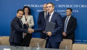 Zagreb, 14.10.2026 - Potpisivanje Ugovora o prodaji i prijenosu poslovnih udjela dru&scaron;tva ULJANIK brodogradnja 1856 d.o.o. Prisutnima su se obratili predsjednik Uprave Kuzey Star Shipyard Tuncay Imral i ministar gospodarstva Ante &Scaron;u&scaron;njar. Ugovor su potpisali ravnatelj Centra za restrukturiranje i prodaju Milan Pleća&scaron; i predsjednik Uprave Kuzey Star Shipyard Tuncay Imral.Foto Hina/ Dario GRZELJ/ dag