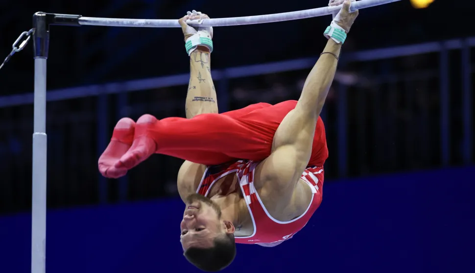 Zagreb, 22.08.2026 - Europsko prvenstvo u gimnastici, finale, preča. Na slici Illia Kovtun iz Hrvatske.foto HINA/ Damir SENČAR/ ds