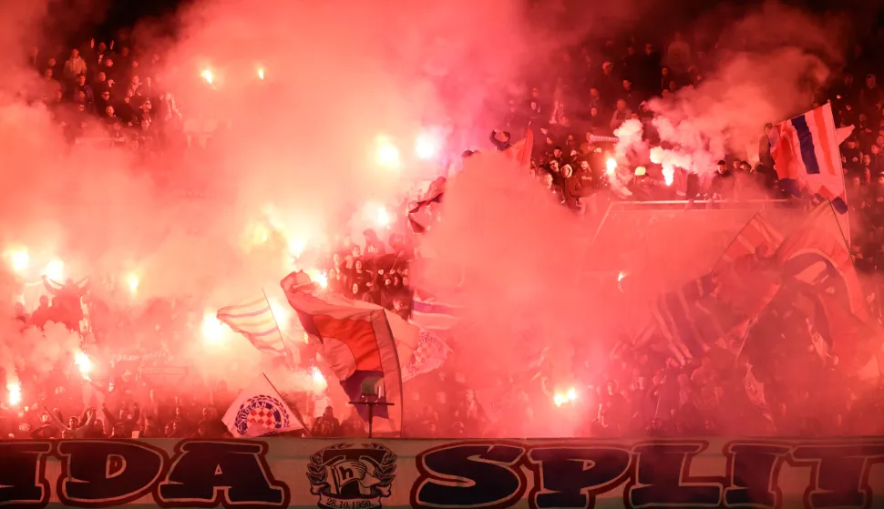 Split.22.02.2026. Utakmica 22. kola HNL-a Hajduk - Rijeka. foto HINA/ Mario STRMOTIĆ/ms torcida, navijači. stadion