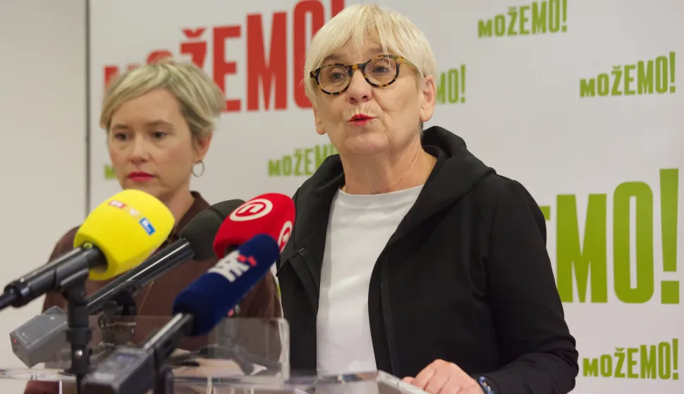 Zagreb, 17.10.2026. - Konferencija za medije zastupnica stranke Možemo Ivane Kekin i Draženke Polović na temu jučera&scaron;njeg izljeva mržnje i antisemitizma u Splitu. Na fotografiji Ivana Kekin i Draženka Polović. foto HINA/ Tomislav BRĐANOVIĆ/ tb