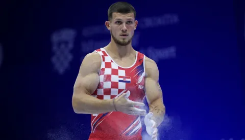 Zagreb, 22.08.2026 - Europsko prvenstvo u gimnastici, finale, ruče. Na slici Illia Kovtun iz Hrvatske.foto HINA/ Damir SENČAR/ ds