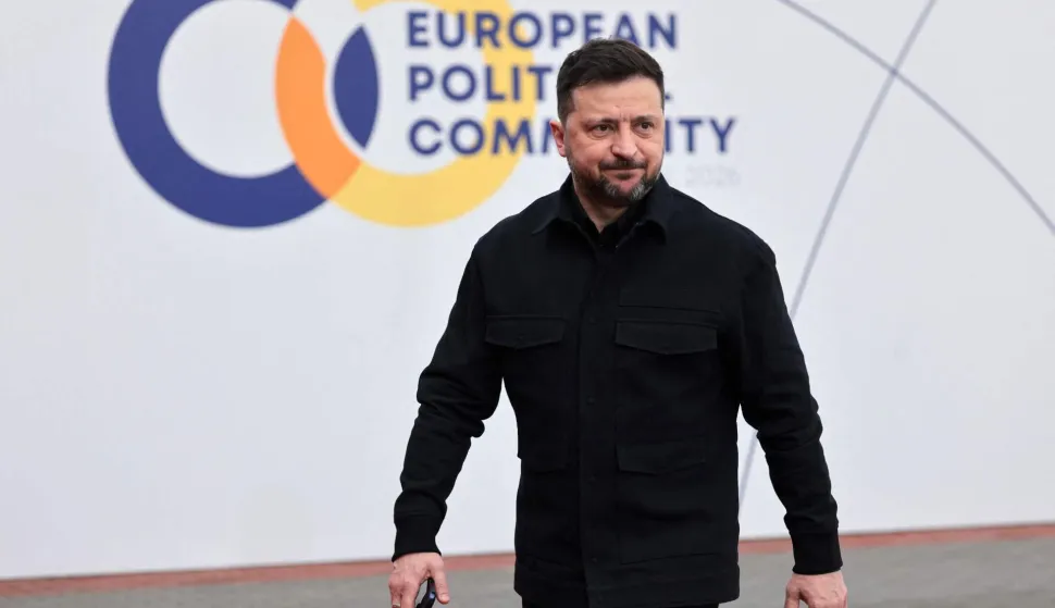 Ukraine's President Volodymyr Zelensky arrives to attend the 8th European Political Community (EPC) summit in Yerevan on May 4, 2026. (Photo by Ludovic MARIN/AFP)