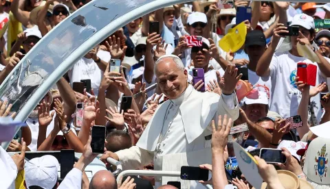 Pope Leo XIV arrives to celebrate Holy Mass at the Port of Santa Cruz de Tenerife, Tenerife, Canary Islands, Spain, June 12, 2026, on the day he meets with migrants and humanitarian organizations, as part of a seven-day apostolic journey to Spain, with visits to Madrid, Barcelona and the Canary Islands. REUTERS/Yara Nardi Photo: YARA NARDI/REUTERS