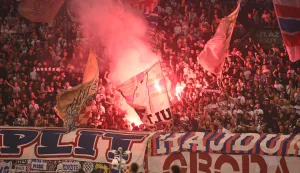 Split, 15.10.2026 - Susret 1. kola Konferencijske lige Hajduk - Ajax. Na fotografiji Torcida. foto HINA/ Mario STRMOTIĆ/ MS