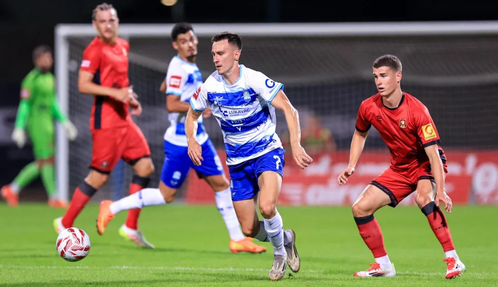 01.08.2026., Gradski stadion, Velika Gorica - SuperSport HNL, 1. kolo, HNK Gorica - NK Osijek. Ivan Dolcek i Ivan Cvijanovic Photo: Marko Prpic/PIXSELL
