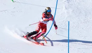 Cortina d'Ampezzo, 18.02.2026 - Hrvatska skija&scaron;ica Zrinka Ljutić tijekom druge utrke slaloma na Zimskim olimpijskim igrama Milano-Cortina 2026. foto HINA/ Damir SENČAR/ ds