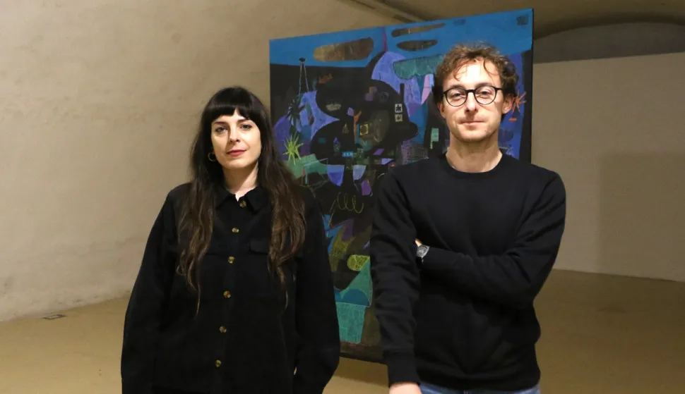 Osijek, 23. 10. 2026, Galerija Kazamat, otvorenje izložbe. Kustos u gostima, "Mjesta između", Petre &Scaron;abić. Petra &Scaron;abić i kustos Dario Vuger.snimio GOJKO MITIĆ