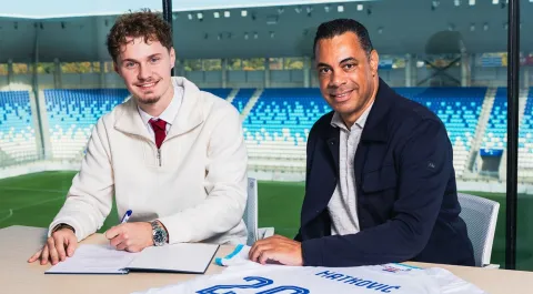 Anton Matković i sportski direktor Kenneth Zandvliet. NK Osijek. Opus Arena 