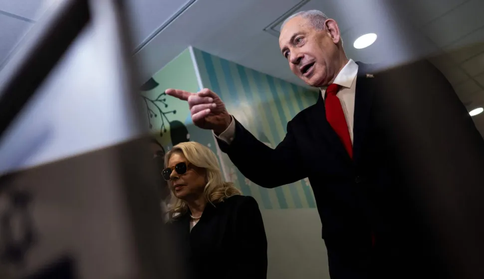 Israel's Prime Minister Benjamin Netanyahu speaks to the media after voting at a polling station in Jerusalem on October 27, 2026, on the day of Israel's legislative election. Netanyahu called on Israelis to vote "the right way" on October 27 as he cast his ballot in Jerusalem, facing a close-fought race in a pivotal general election. Israelis are flocking to the polls for the first time since Hamas's October 7, 2023 attack, with a deeply divided electorate delivering their verdict on the veteran leader. (Photo by Jewel SAMAD/POOL/AFP)