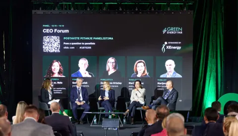 Zagreb, 28.10.2026. - U Zagrebu je započeo regionalni sajam zelene energije i održivih tehnologija "Green Energy Fair Zagreb 2026". U sklopu konferencijskog programa održan je CEO Forum na temu pretvaranja energetske tranzicije u poslovnu priliku.Foto HINA/ Edvard &Scaron;U&Scaron;AK /es