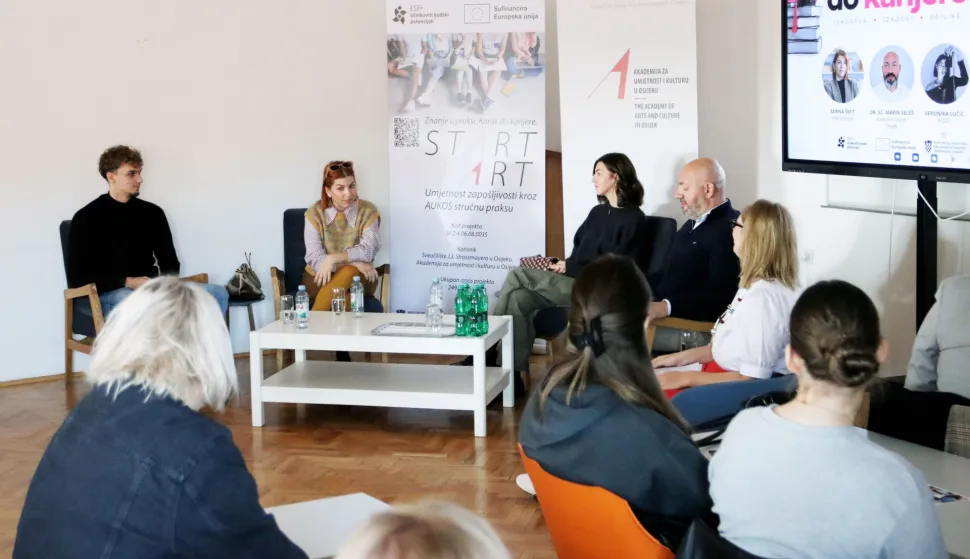 Na Akademiji za umjetnost i kulturu u Osijeku (AUKOS) u srijedu je održana početna konferencija projekta "StartART &ndash; Umjetnost zapo&scaron;ljivosti kroz AUKOS stručnu praksu". listopad 2026.Osijek