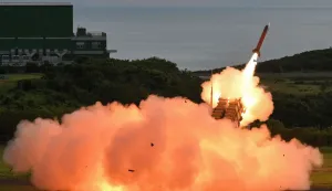 (FILES) An US-made MIM-104 Patriot surface-to-air missile is launched during a live fire exercise at the Chiupeng missile base in Pingtung county on August 20, 2024. Taiwan has been waiting months for US President Donald Trump to approve the sale of US billion worth of arms, which the island democracy would use to fend off a potential Chinese attack. (Photo by Sam YEH/AFP)