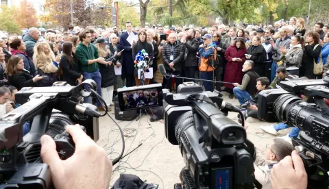 Beograd, 29.10.2026. - Studentski pokret zatražio je u četvrtak, poslije nedjeljne pobjede Studentske liste -Studenti pobjeđuju na parlamentarnim izborima, bržu tranziciju vlasti i ostavke čelnika u policiji, obavje&scaron;tajnim službama, pravosuđu, te hitan popis zatečenog stanja i sprječavanje uni&scaron;tavanja dokumentacije u javnim institucijama. foto HINA/ FoNet/Ognjen Stevanović/ tm